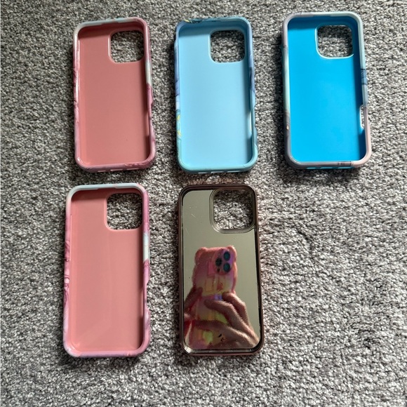 iPhone 16 pro max Marble and Geometric Phone Case Set - Pink, Blue, Gold - Picture 5 of 14